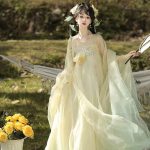 Tang Dynasty Hezi Qun Women Wide-Sleeved Elegant Summer Skirt