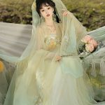 Tang Dynasty Hezi Qun Women Wide-Sleeved Elegant Summer Skirt