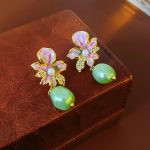 Women Cheongsam Earrings Flower Pearl Niche Accessories