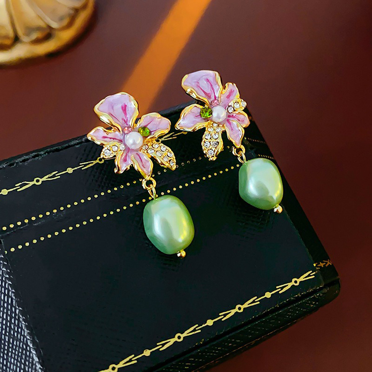 Women Cheongsam Earrings Flower Pearl Niche Accessories