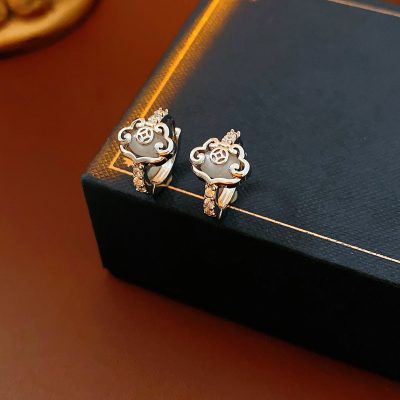 Women Hanfu Peace Lock Earrings Cloud Vintage Jewelry Cheongsam Accessories