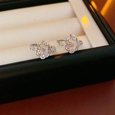 Women Hanfu Peace Lock Earrings Cloud Vintage Jewelry Cheongsam Accessories