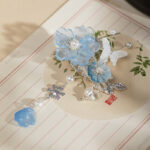 Blue Peony Woman Butterfly Tassel Vintage Hanfu Hair Clips