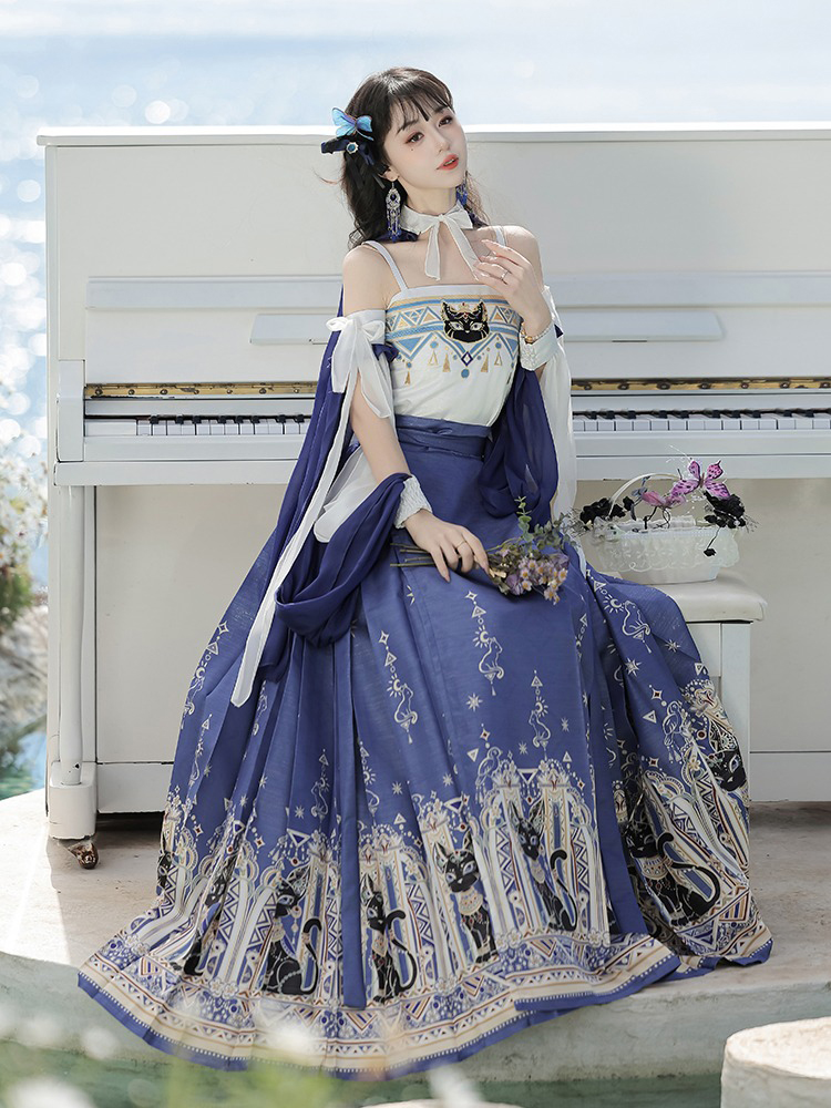 Fashionable Hanfu Ming Dynasty Mamian Skirt Unique Niche Clothing for Summer 