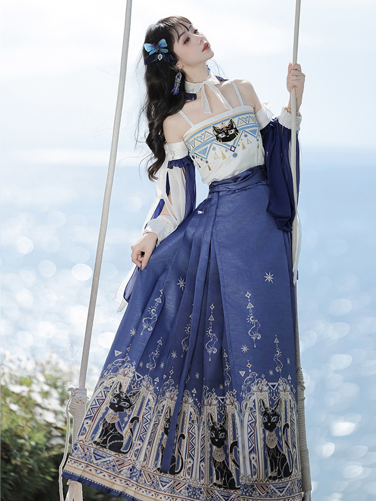 Fashionable Hanfu Ming Dynasty Mamian Skirt Unique Niche Clothing for Summer 