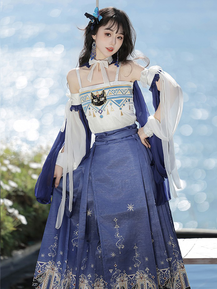 Fashionable Hanfu Ming Dynasty Mamian Skirt Unique Niche Clothing for Summer 