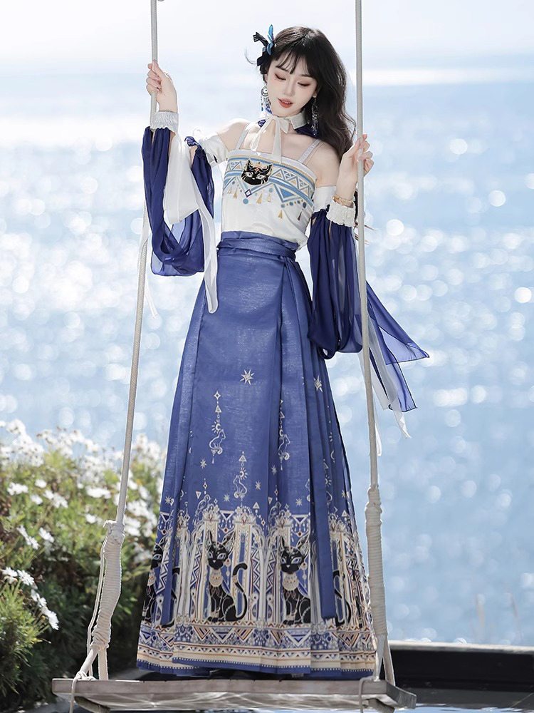 Fashionable Hanfu Ming Dynasty Mamian Skirt Unique Niche Clothing for Summer 