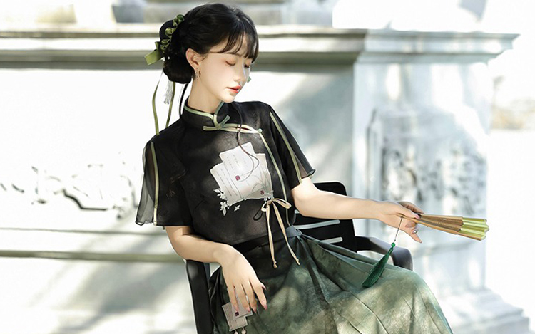 Fashionable Women Hanfu Black Style Mamian Skirt Summer Fashion