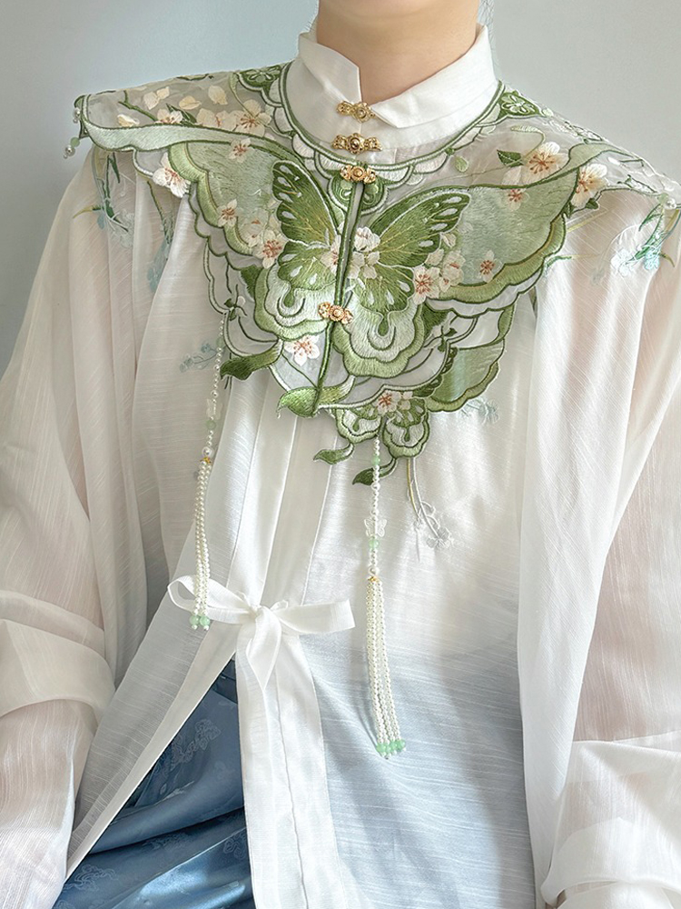 Hanfu Accessories Cloud Shoulder Green Butterfly Tassel For Ming Dynasty Hanfu