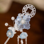 Hanfu Headdress Ancient Style Hairpin Blue Tassel Ming Dynasty