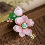 Hanfu Women Lotus Flower Hair Clip Pink Vintage Headwear
