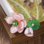 Hanfu Women Lotus Flower Hair Clip Pink Vintage Headwear