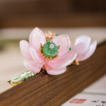 Hanfu Women Lotus Flower Hair Clip Pink Vintage Headwear