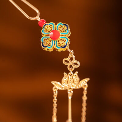 Long Tassel Hanfu Hairpin Women Vintage Lotus Hair Accessories