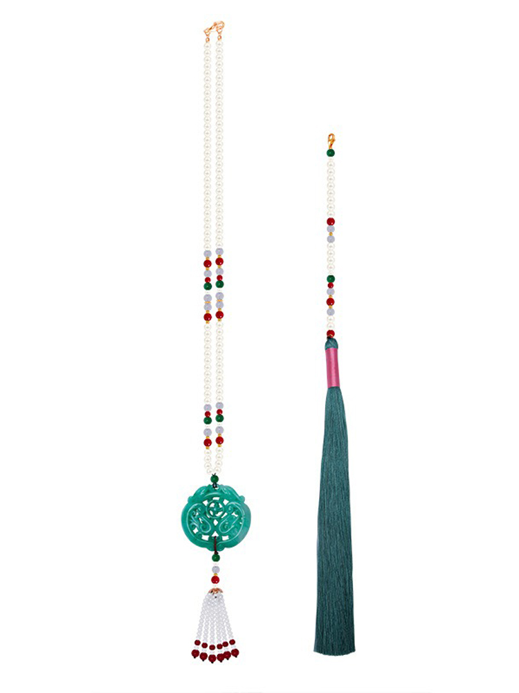 Ming Dynasty Hanfu Accessories Long Tassel Yingluo Jade Pendant
