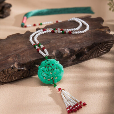 Ming Dynasty Hanfu Accessories Long Tassel Yingluo Jade Pendant