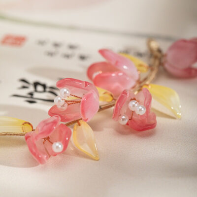 Summer Children Pink Peach Blossom Hairpin Performance Hair Accessory