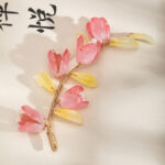 Summer Children Pink Peach Blossom Hairpin Performance Hair Accessory