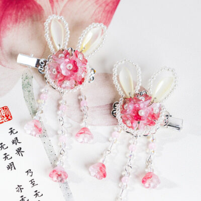 Summer Children Pink Rabbit Pearl Cute Hairpin