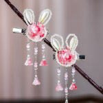 Summer Children Pink Rabbit Pearl Cute Hairpin