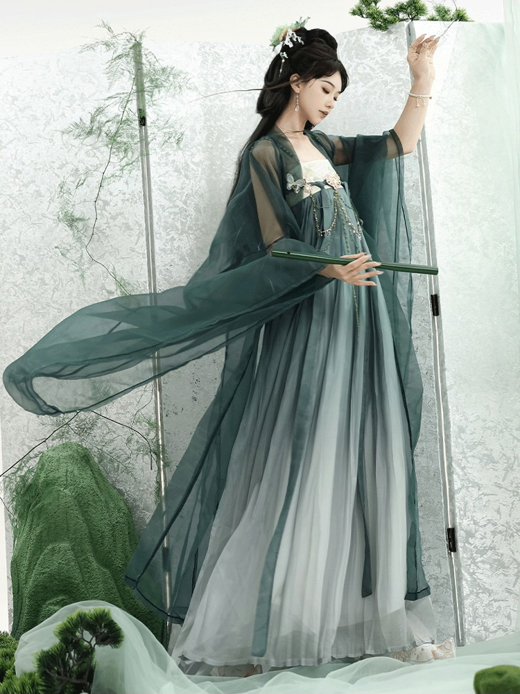 Summer Ladies Hanfu Qi Xiong Hezi Qun Fresh Daily Big Sleeve Shirt