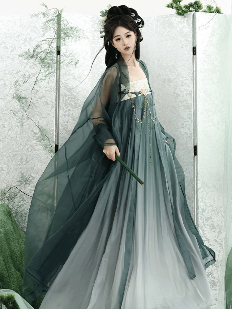 Summer Ladies Hanfu Qi Xiong Hezi Qun Fresh Daily Big Sleeve Shirt