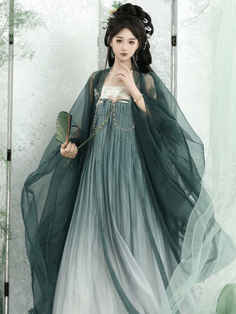 Summer Ladies Hanfu Qi Xiong Hezi Qun Fresh Daily Big Sleeve Shirt