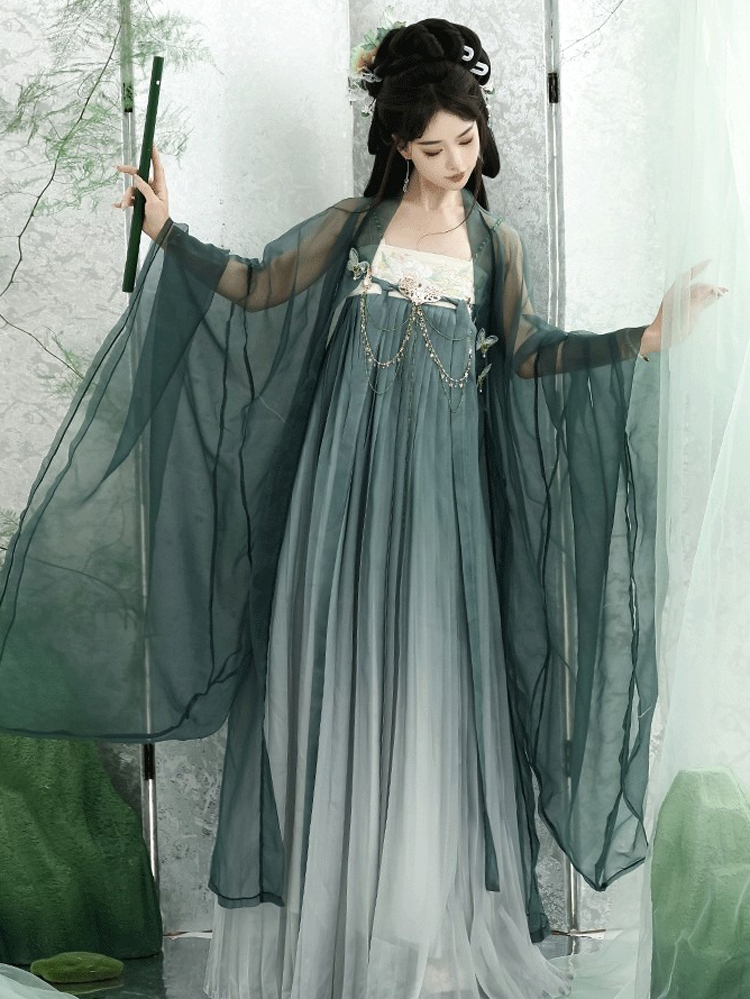 Summer Ladies Hanfu Qi Xiong Hezi Qun Fresh Daily Big Sleeve Shirt