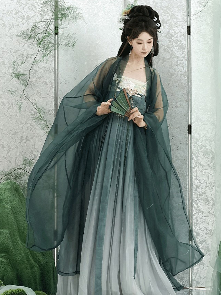 Summer Ladies Hanfu Qi Xiong Hezi Qun Fresh Daily Big Sleeve Shirt