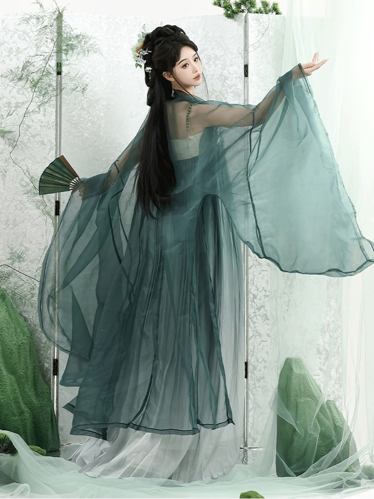 Summer Ladies Hanfu Qi Xiong Hezi Qun Fresh Daily Big Sleeve Shirt