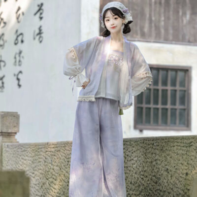Summer Song Dynasty Hanfu Purple Ladies Daily Casual Clothing