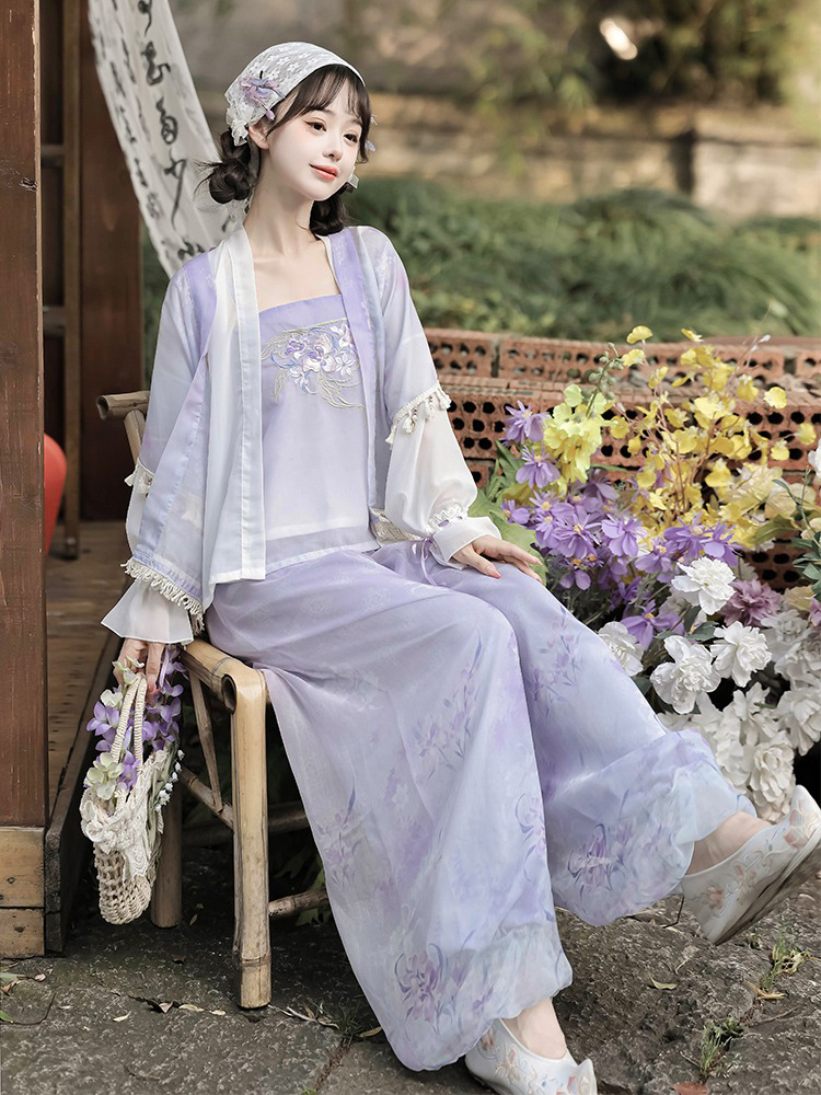 Summer Song Dynasty Hanfu Purple Ladies Daily Casual Clothing