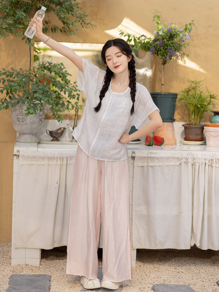 Summer Women'Simple Hanfu Song Pants Short Sleeve Han Elements