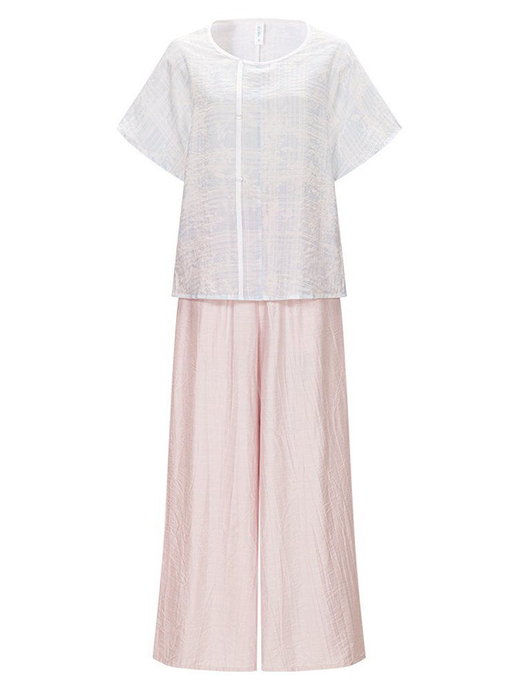 Summer Women'Simple Hanfu Song Pants Short Sleeve Han Elements