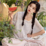 Summer Women'Simple Hanfu Song Pants Short Sleeve Han Elements