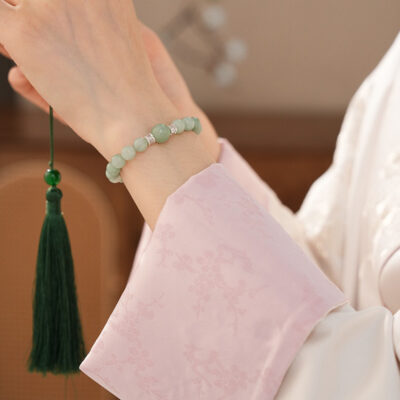 Women Crystal Green String Vintage Hanfu Simple Hand Jewelry