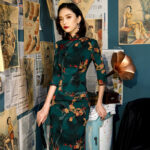 Women Retro Cheongsam Fall Half-sleeve Qipao Dresses