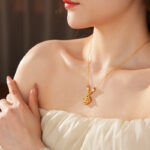 Women Retro Necklace Chinese Style Flower Pendant Pearl Jewelry