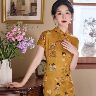 Women Summer Cheongsam Yellow 2025 New Girl Senior Sense