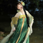 Women Tang Dynasty Hanfu Set Qixiong Shanqun New Summer Green Style