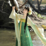 Women Tang Dynasty Hanfu Set Qixiong Shanqun New Summer Green Style