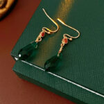 Chinese Vintage Court Style Earrings Glass Water Drops Niche Earrings For Girl