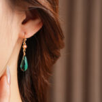 Chinese Vintage Court Style Earrings Glass Water Drops Niche Earrings For Girl