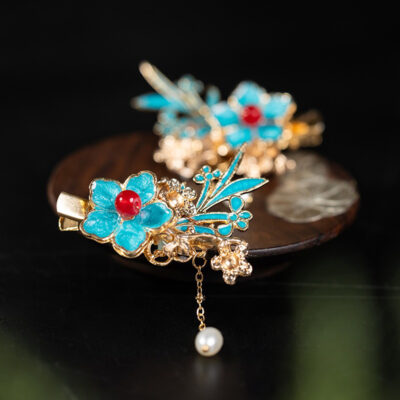 Hanfu Classical Haircilp Blue Exquisite Handmade Accessories