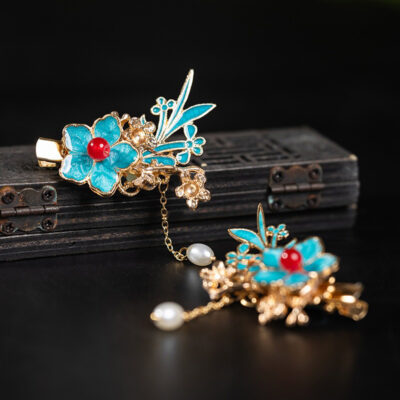 Hanfu Classical Haircilp Blue Exquisite Handmade Accessories