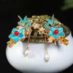 Hanfu Classical Haircilp Blue Exquisite Handmade Accessories
