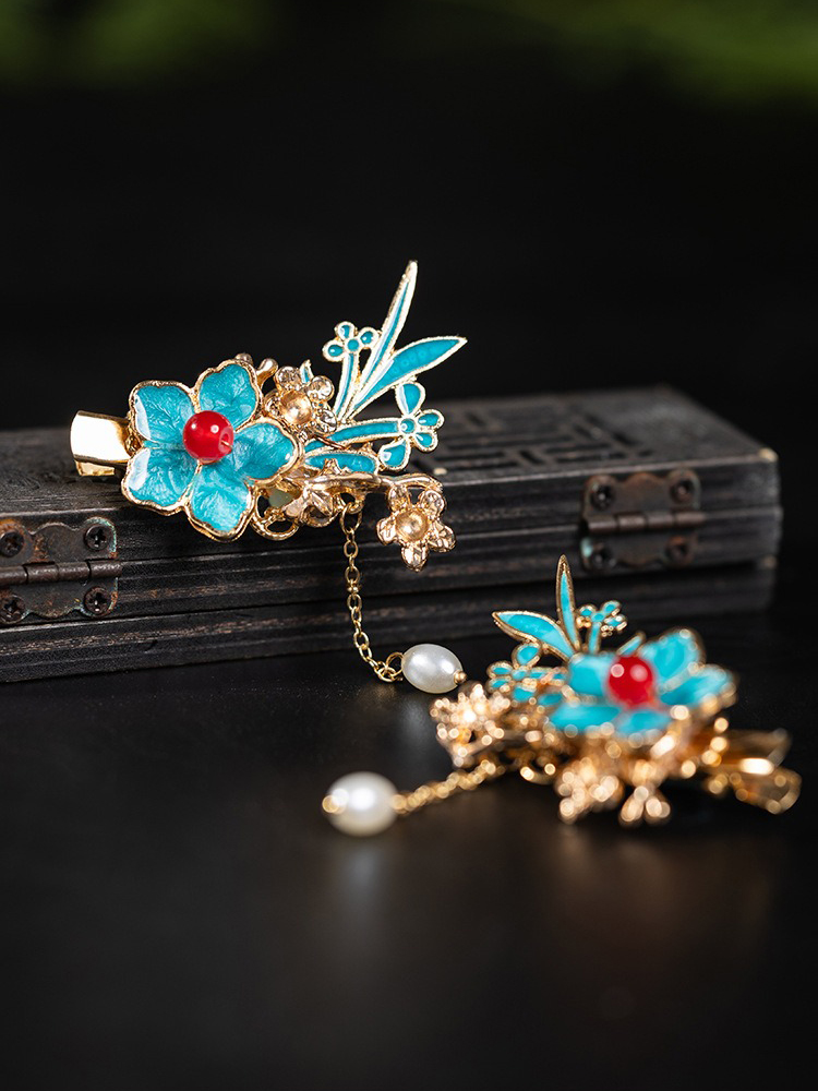 Hanfu Classical Haircilp Blue Exquisite Handmade Accessories