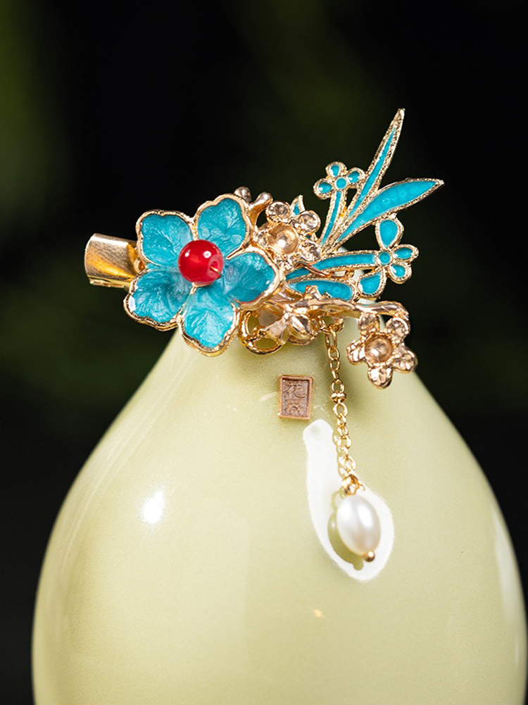 Hanfu Classical Haircilp Blue Exquisite Handmade Accessories
