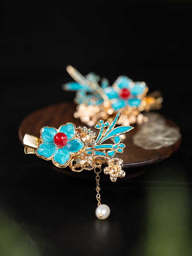 Hanfu Classical Haircilp Blue Exquisite Handmade Accessories