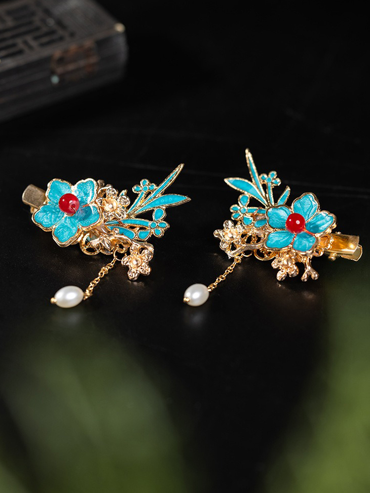 Hanfu Classical Haircilp Blue Exquisite Handmade Accessories